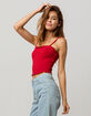 BOZZOLO Ribbed Crop Red Womens Tank Top image number 1