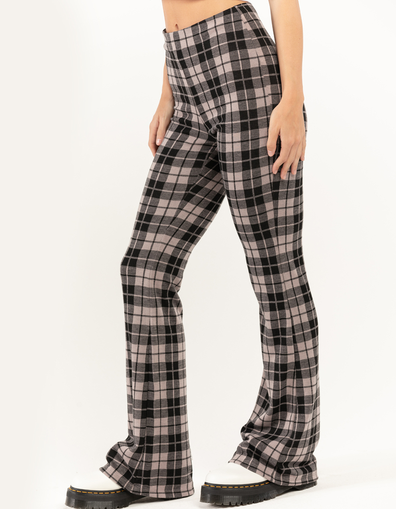 RSQ Plaid Womens Doubleknit Flared Pants image number 2