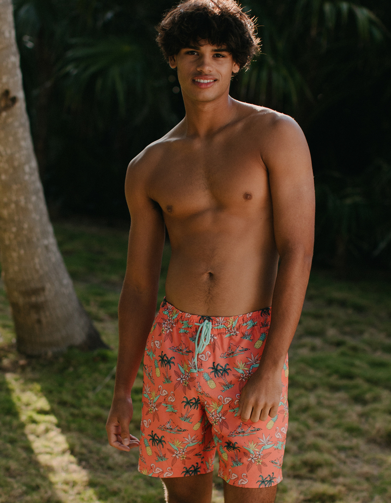 BLUE CROWN Tropic Tourist Mens 7" Swim Shorts image number 0