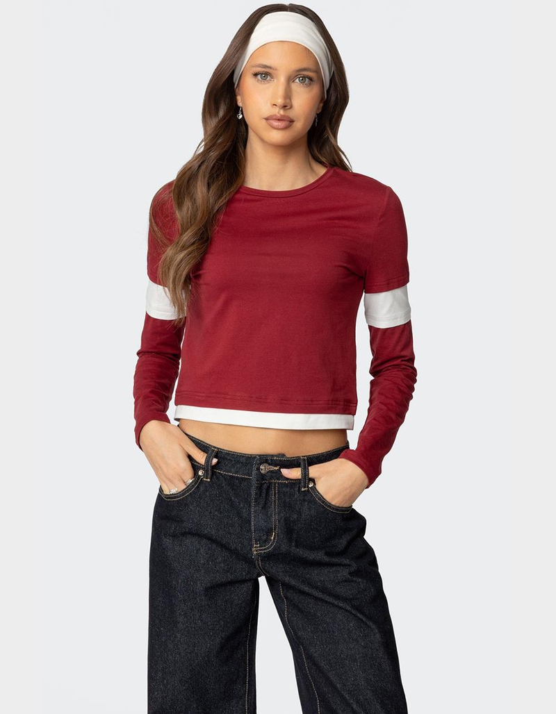 EDIKTED Paula Layered Long Sleeve Tee image number 0