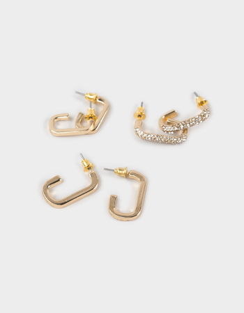 FULL TILT 3 Pack Sparkle Hoop Earrings Primary Image