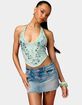 EDIKTED Barbie&trade; Floral Bead & Sequin Mesh Top image number 1