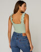 IVY & MAIN Ruffle Strap Womens Sage Bodysuit image number 3