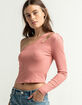 WEST OF MELROSE Heart On My Sleeve Womens Mauve One Shoulder Top image number 2