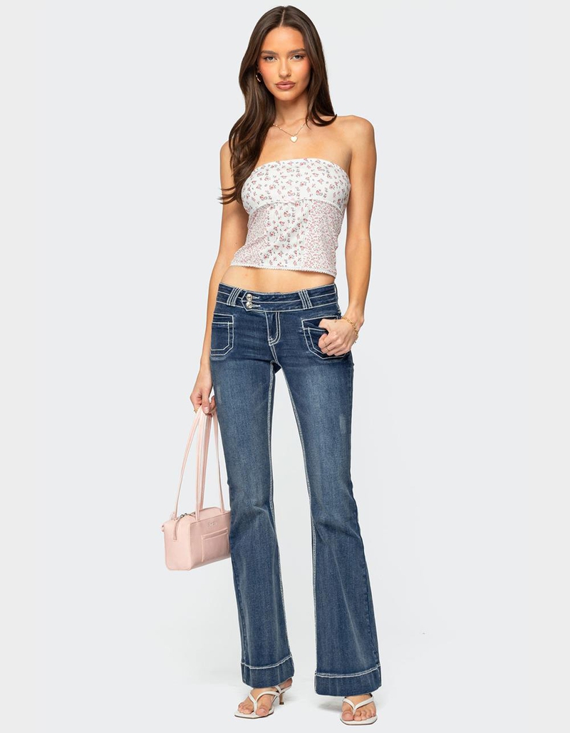 EDIKTED Mixed Floral Pointelle Tube Top image number 1