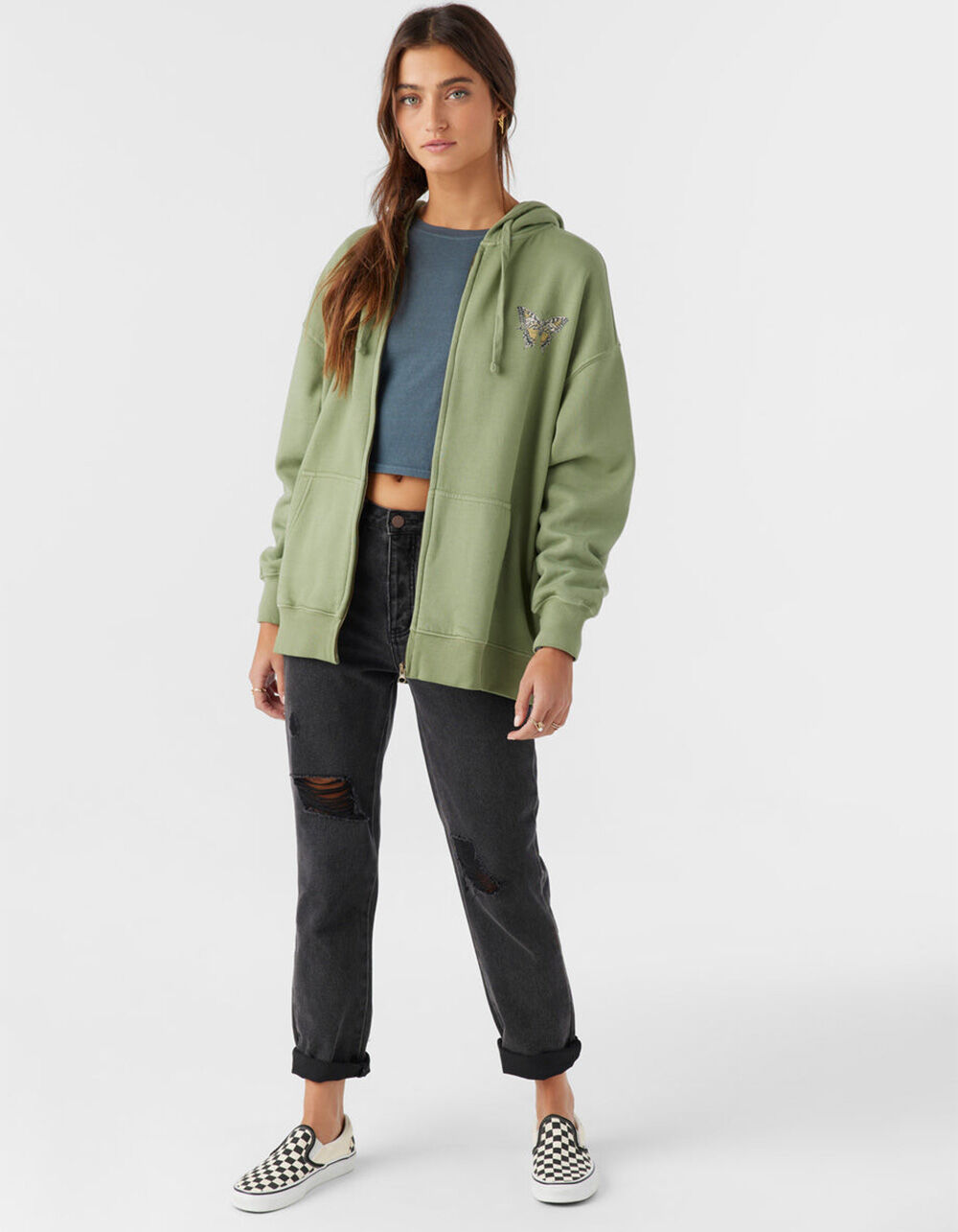 O'NEILL Byron Womens Oversized Zip-Up Hoodie - GREEN | Tillys