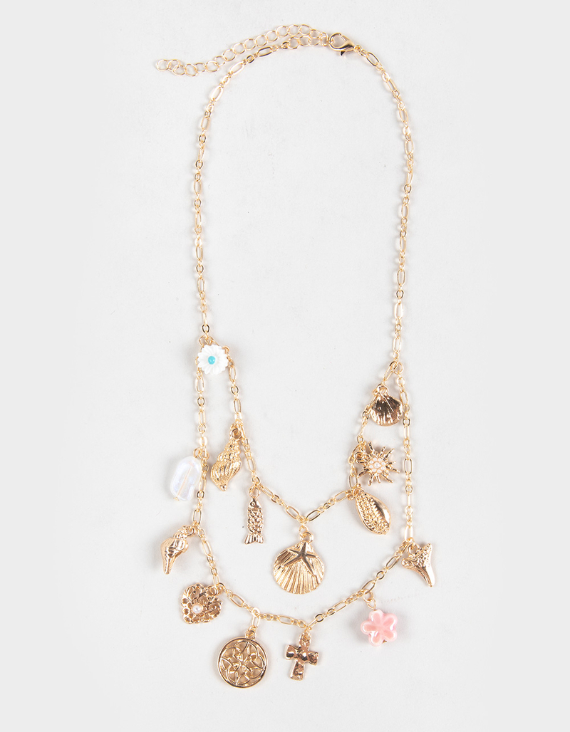 FULL TILT Layered Heart/Shell Charm Necklace image number 0