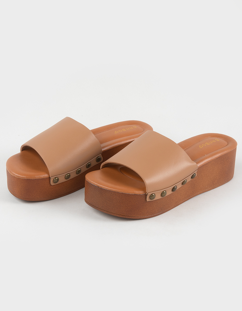 BAMBOO Rez Womens Studded Flatform Slides image number 1