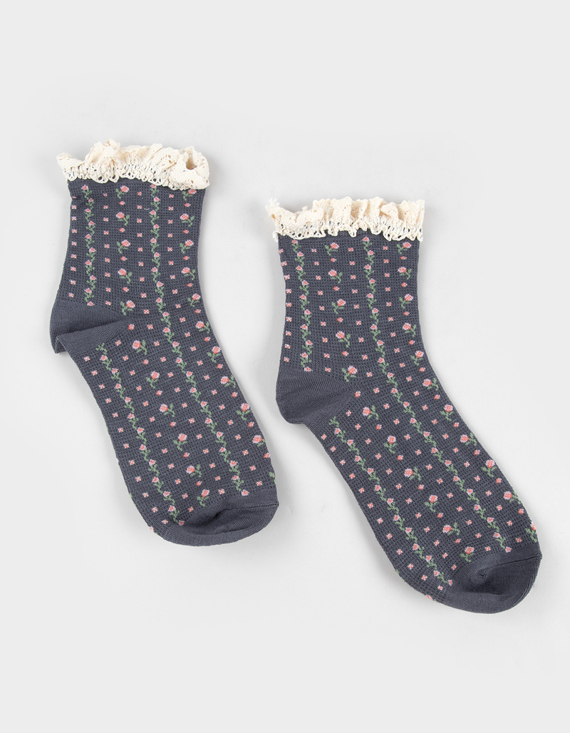 FREE PEOPLE Rosebud Womens Waffle Knit Ankle Socks image number 0