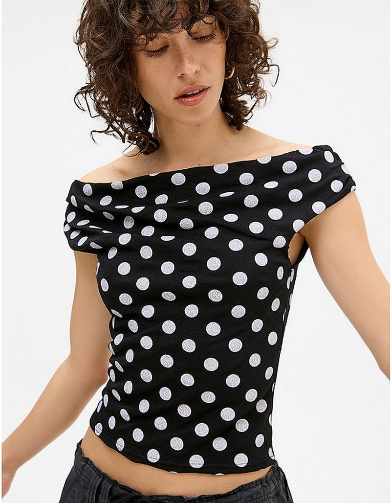 BDG Urban Outfitters Fia Dot Womens Off The Shoulder Top image number 3