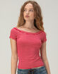 TILLYS Womens Open Neck Stripe Tee image number 1