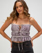 FULL TILT Tie Front Womens Mesh Tank Top image number 1