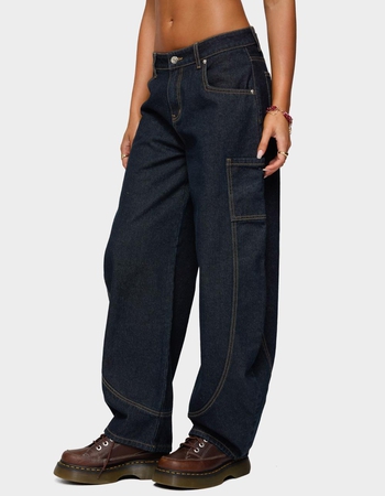 EDIKTED Aden Contrast Stitch Barrel Jeans Alternative Image