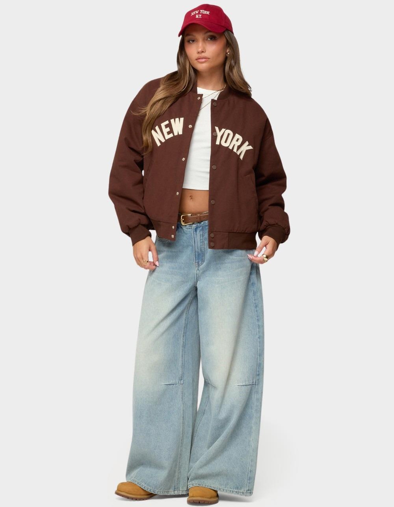 EDIKTED Big Apple Oversized Bomber Jacket image number 3