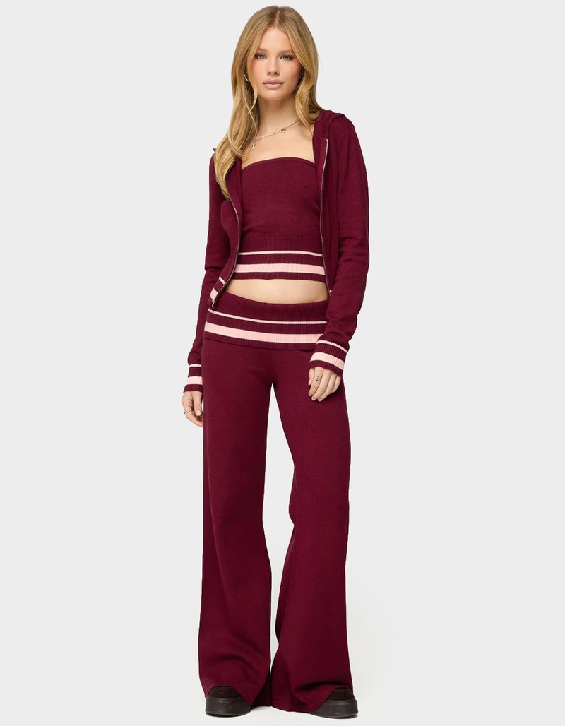 EDIKTED Kaliya Stripey Knit Zip Up Hoodie image number 3