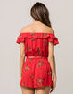 GYPSIES & MOONDUST Floral Off The Shoulder Womens Crop Top And Shorts Set image number 3