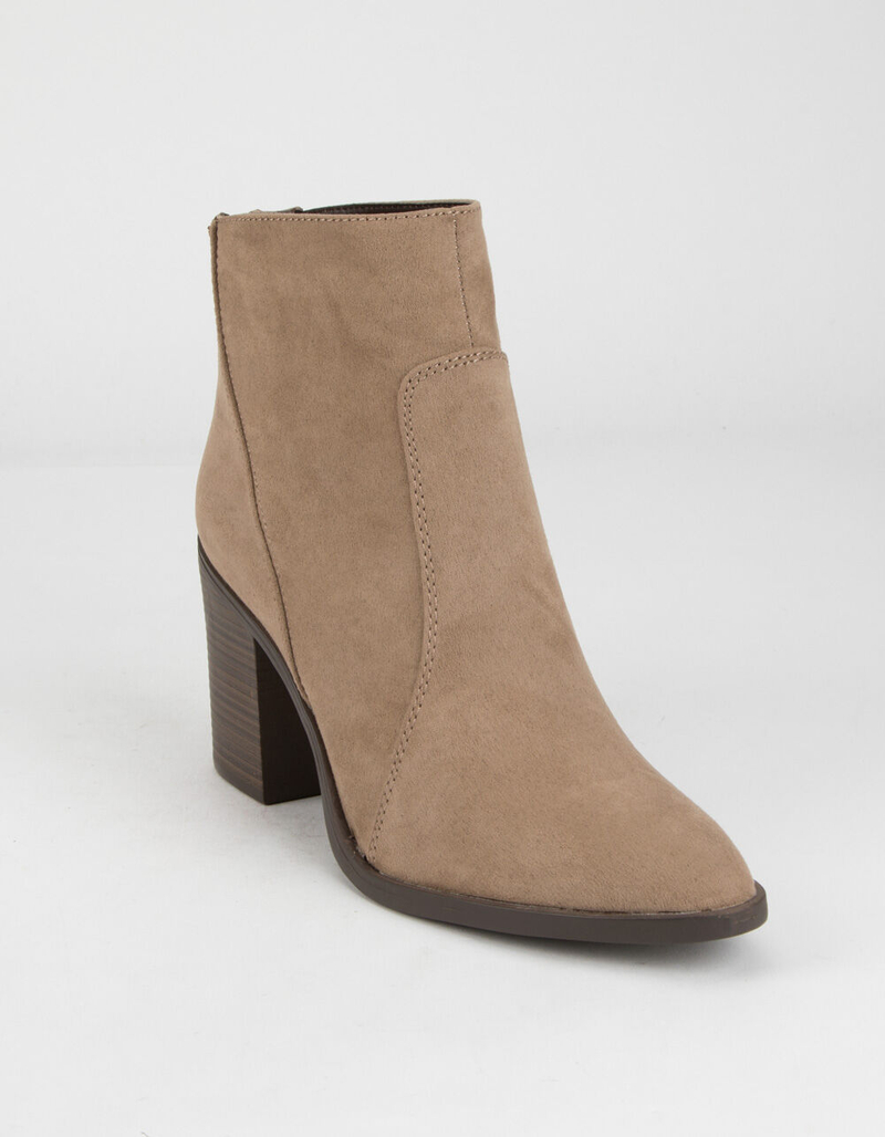 QUPID Block Heel Womens Taupe Booties image number 0