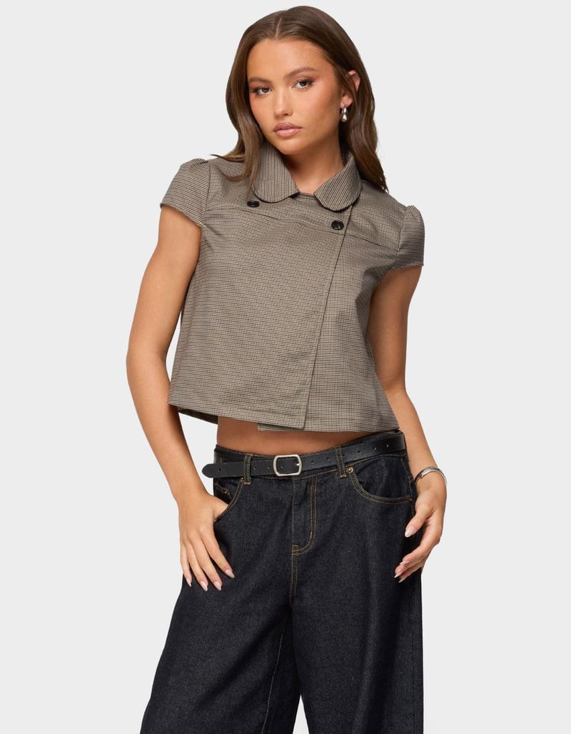 EDIKTED Haislee Plaid Tailored Shirt image number 0