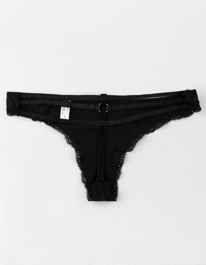 FULL TILT Lace Cage Back Black Thong image number 1