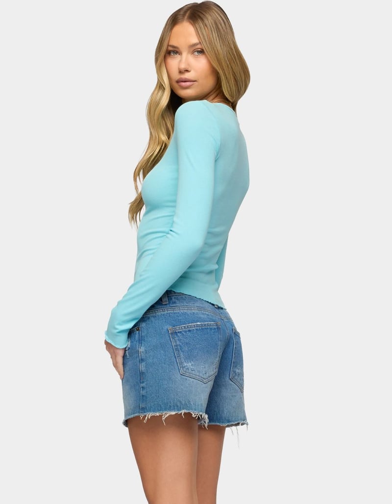 EDIKTED Galah Ribbed Long Sleeve Tee image number 2