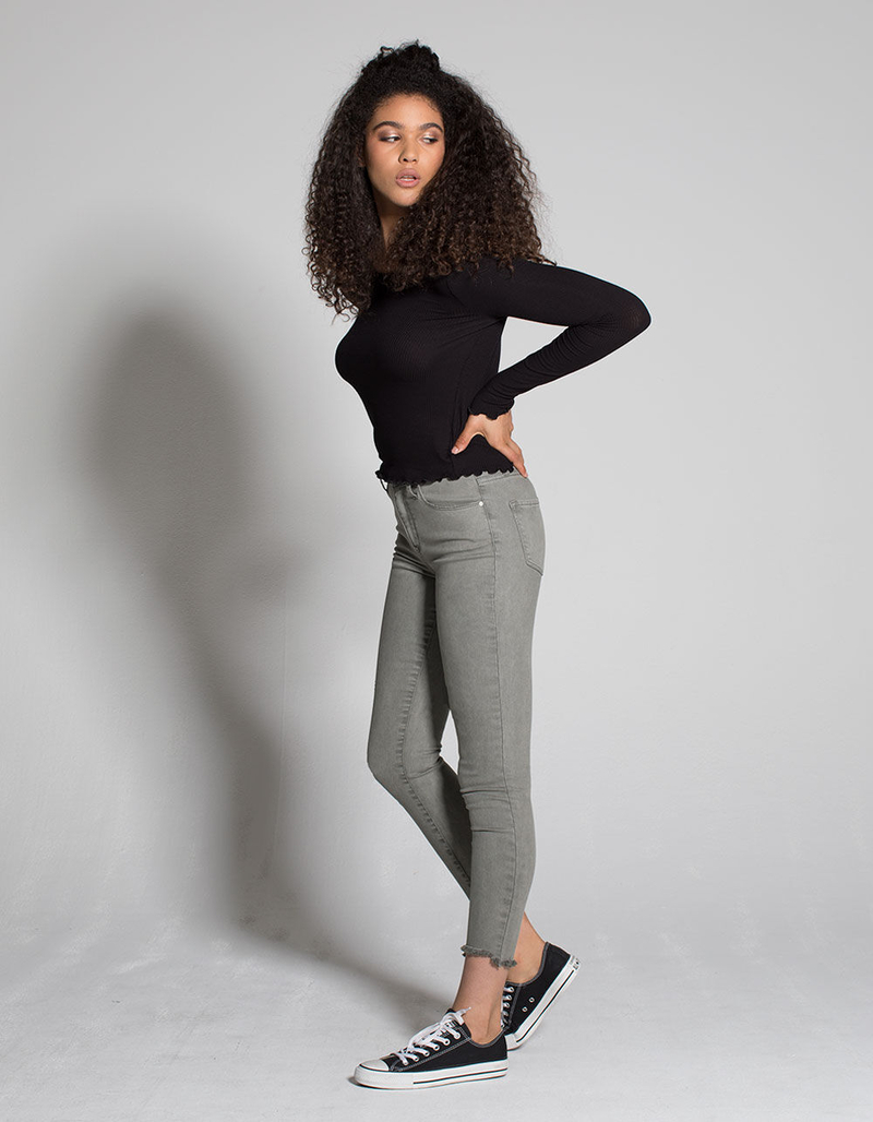 RSQ Cali High Rise Fray Ankle Olive Womens Skinny Jeans image number 4