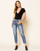 FLYING MONKEY Ankle Crop Ripped Womens Straight Leg Jeans image number 2