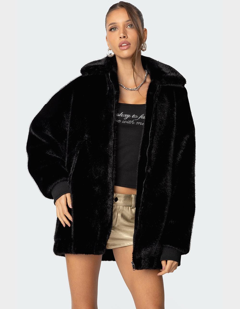 EDIKTED Taylor Oversized Faux Fur Jacket image number 0