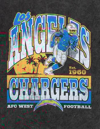THE WILD COLLECTIVE Los Angeles Chargers Player Mens Washed Boxy Tee Alternative Image