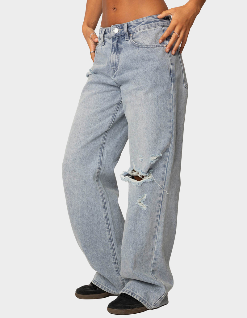EDIKTED Adam Distressed Wide Leg Jeans image number 2