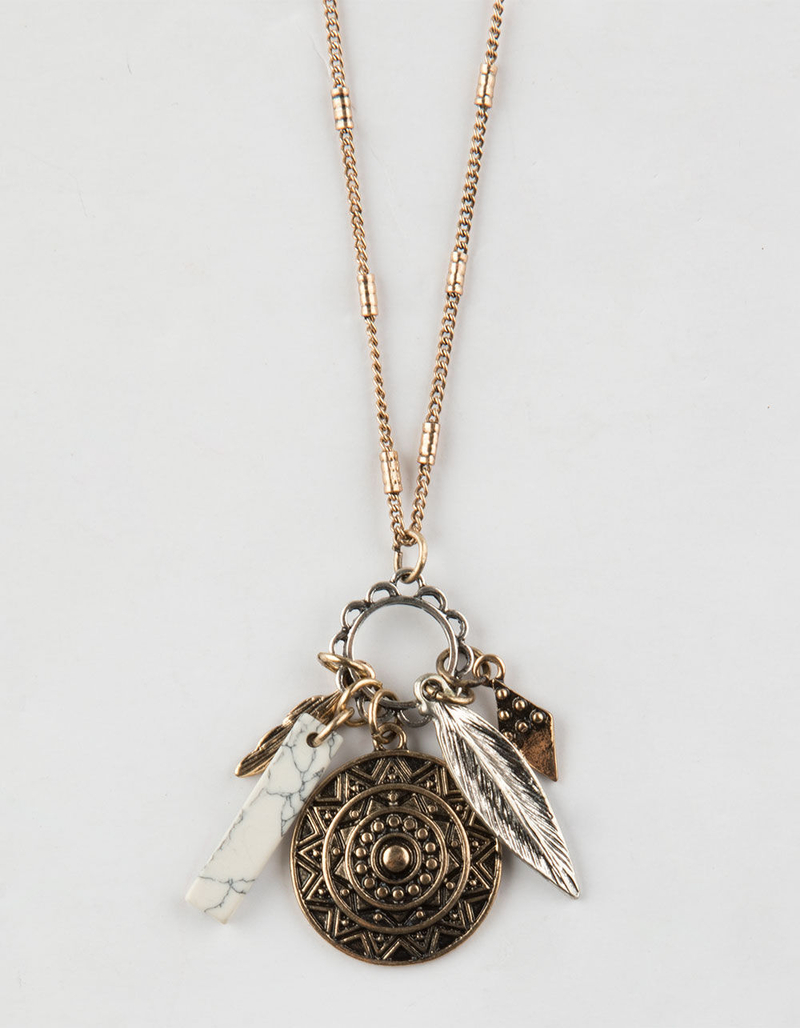 FULL TILT Howlite & Feather Long Necklace image number 0