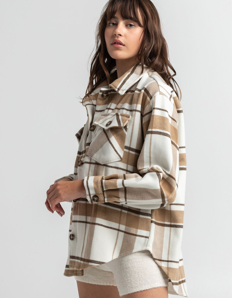 LOVE TREE Plaid Shacket image number 1