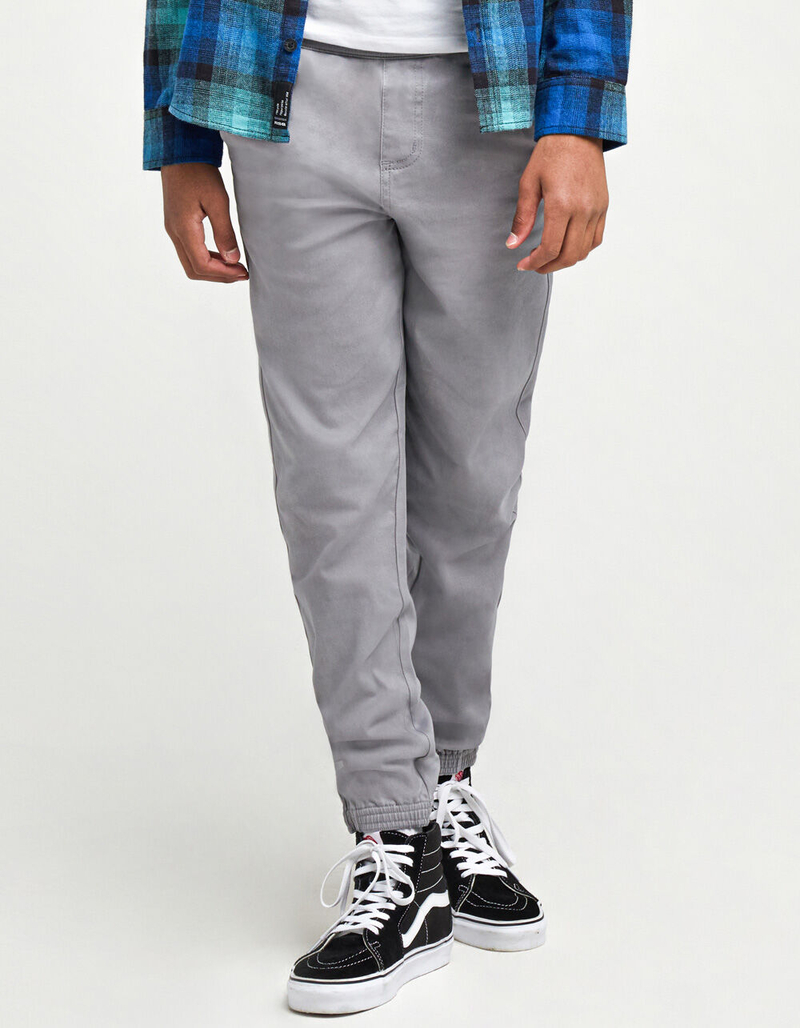 RSQ Boys Twill Light Gray Jogger Pants image number 1