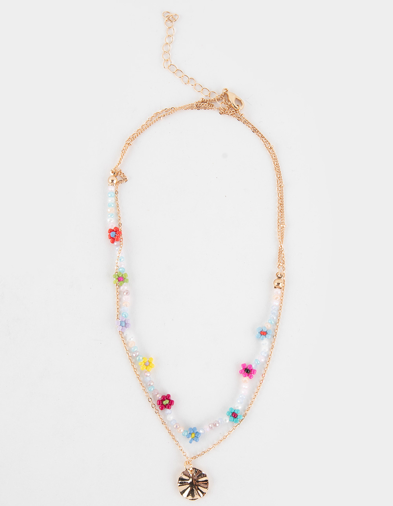 FULL TILT Layered Beaded Flower Necklace image number 0