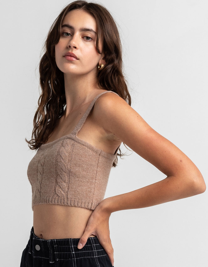 FULL TILT Womens Cable Knit Crop Cami image number 1