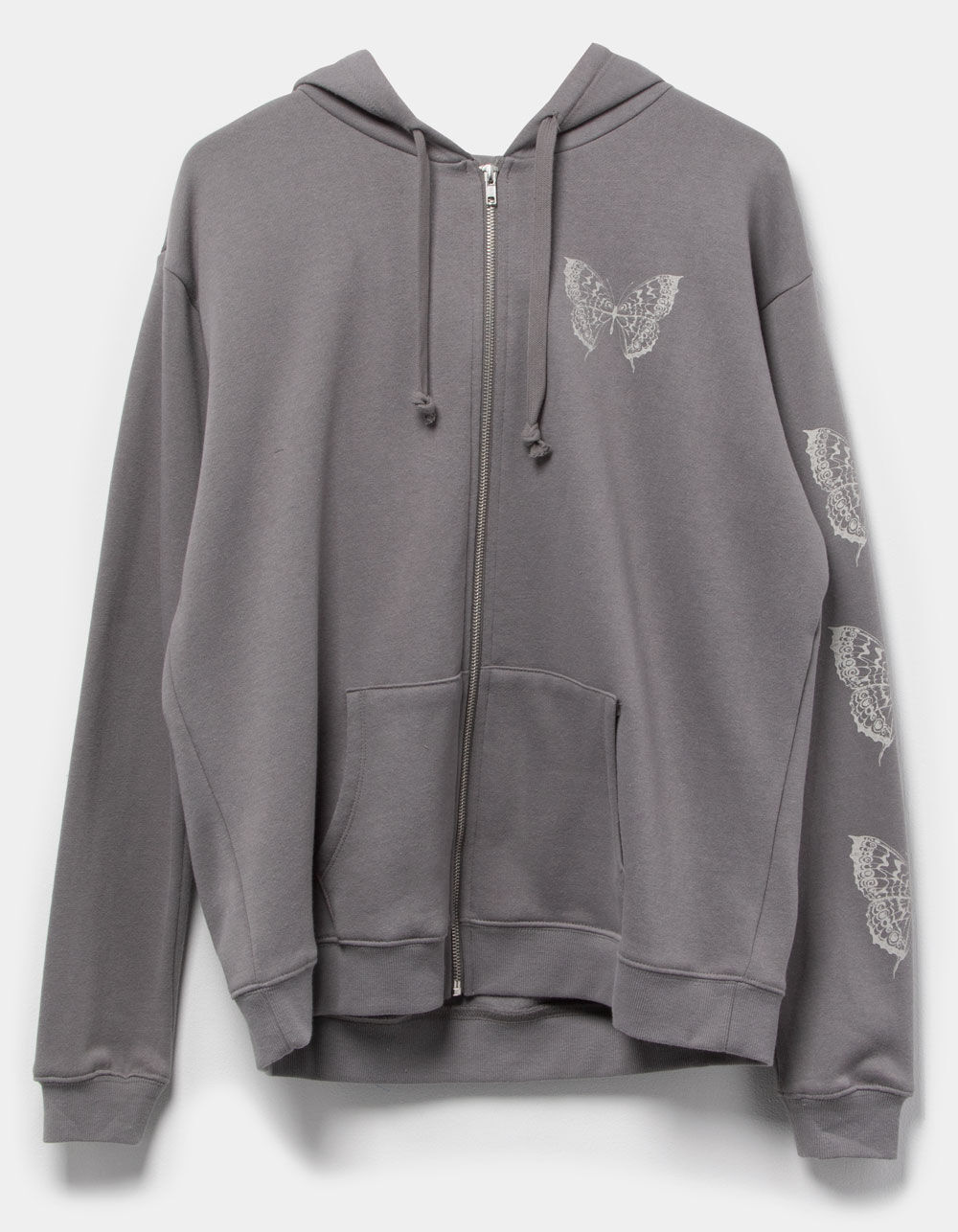FULL TILT Butterfly Womens Zip-Up Hoodie - LIGHT GRAY | Tillys