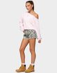 EDIKTED Joyce Camo Low Rise Denim Shorts image number 4