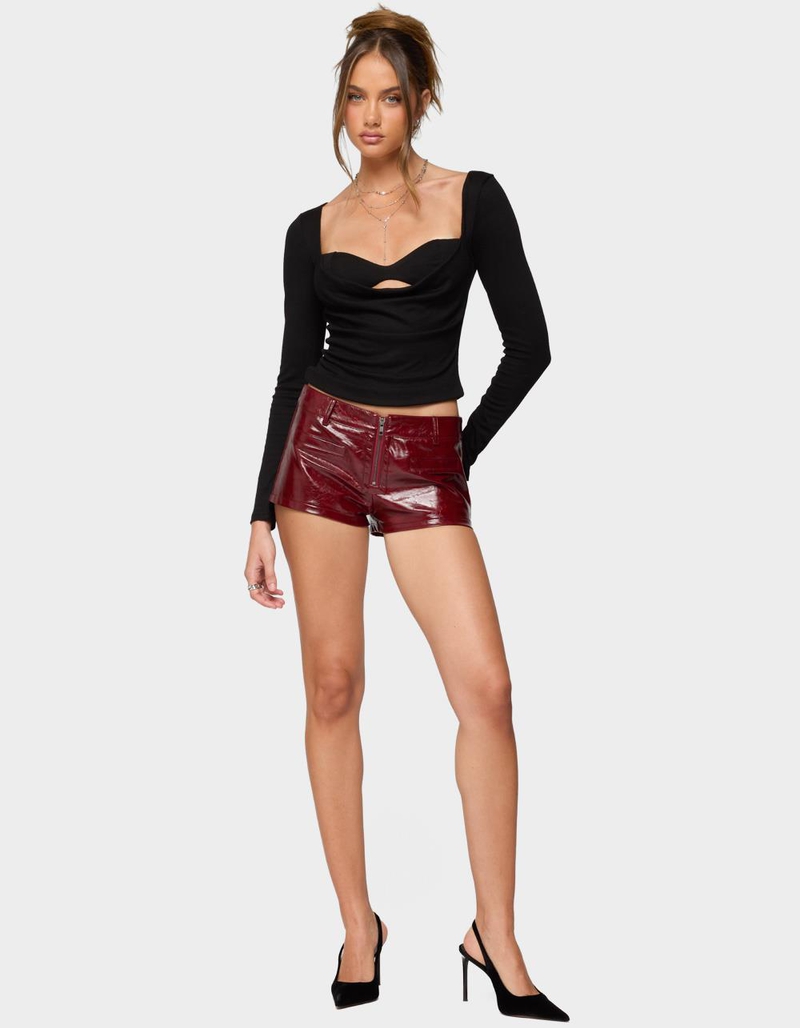 EDIKTED Mcrae Faux Leather Micro Shorts image number 3