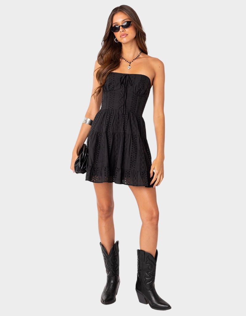 EDIKTED Liora Lacey Cotton Mini Dress image number 0