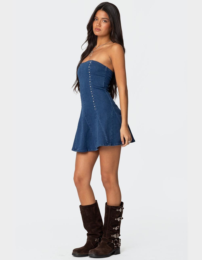 EDIKTED Fara Strapless Denim Mini Dress BLUE XS Tillys — free download