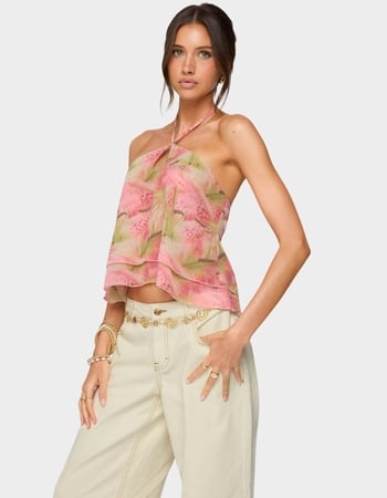 EDIKTED Dragon Lily Layered Chiffon Halter Top Alternative Image