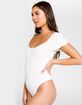 SKY AND SPARROW Puff Sleeve Cinch White Bodysuit image number 3