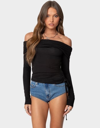 EDIKTED Gathered Fold Over Drawstring Top Primary Image