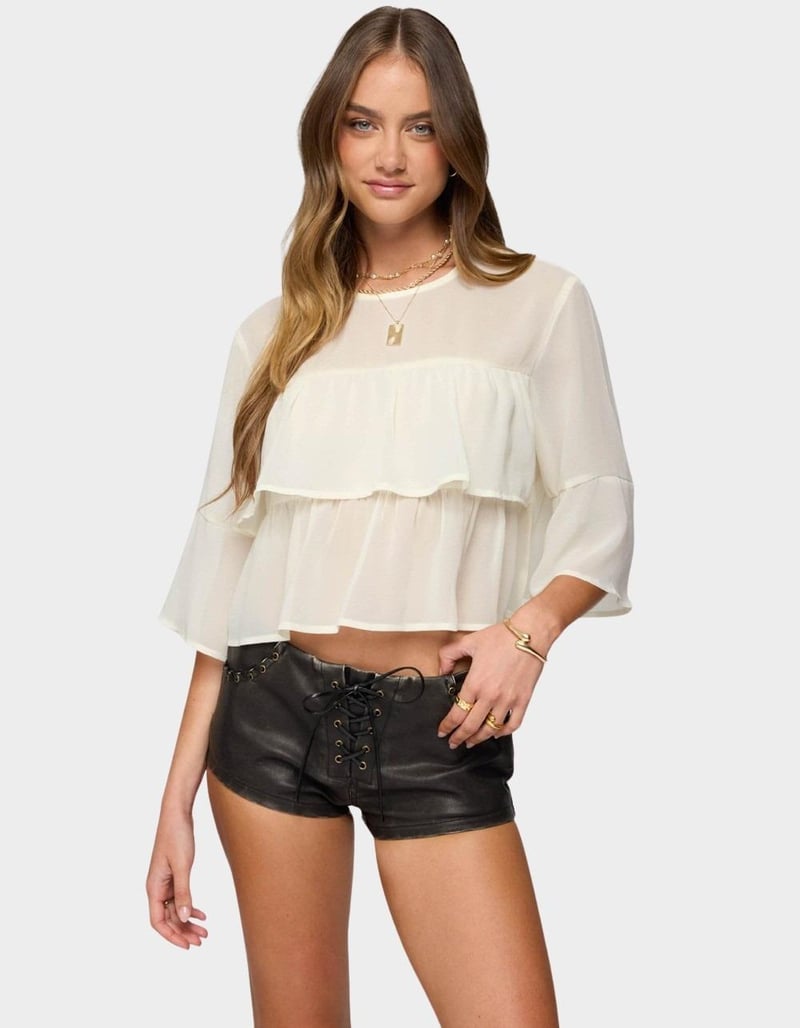 EDIKTED Missey Ruffled Chiffon Top image number 0