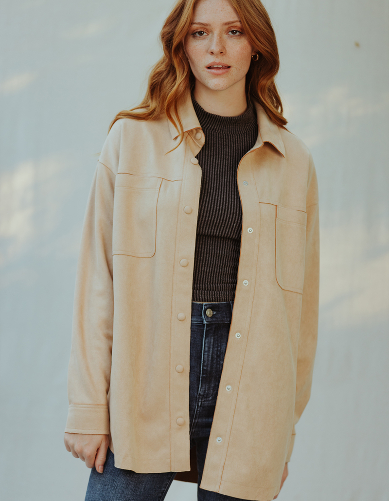 WEST OF MELROSE Suede Womens Shacket image number 3