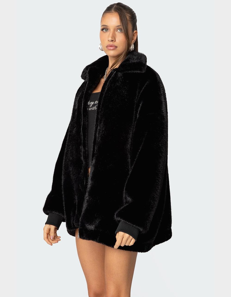 EDIKTED Taylor Oversized Faux Fur Jacket image number 2