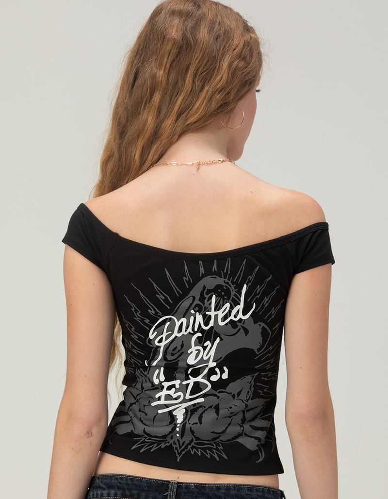 ED HARDY Leopard Panther Womens Off The Shoulder Top image number 1