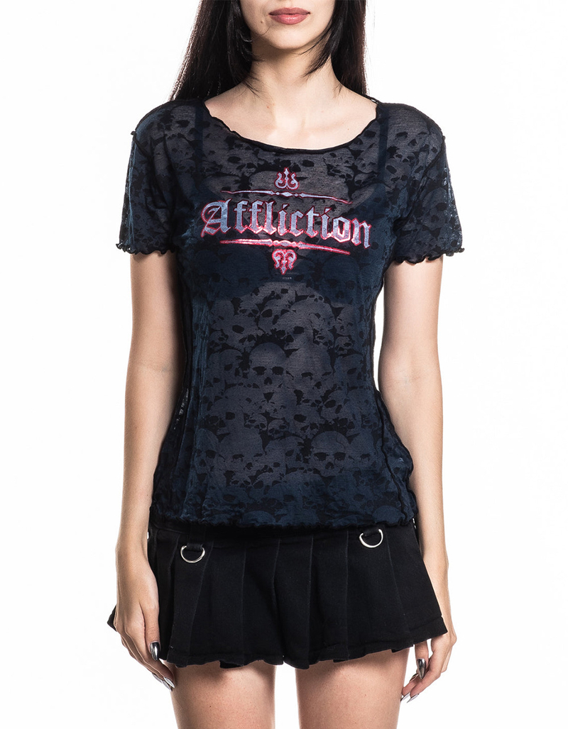 AFFLICTION Angel Wings Bo Womens Sheer Top image number 1