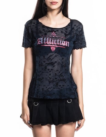 AFFLICTION Angel Wings Bo Womens Sheer Top Alternative Image