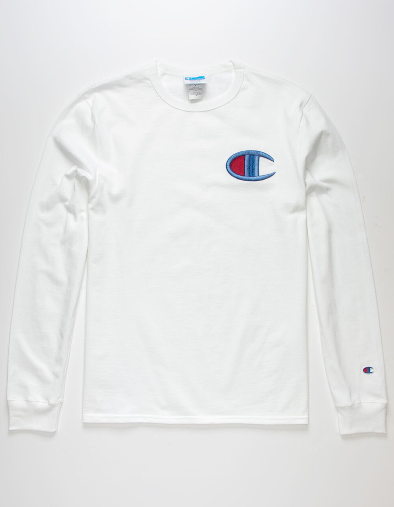 CHAMPION 3D Floss Stitch C Mens White T-Shirt image number 0