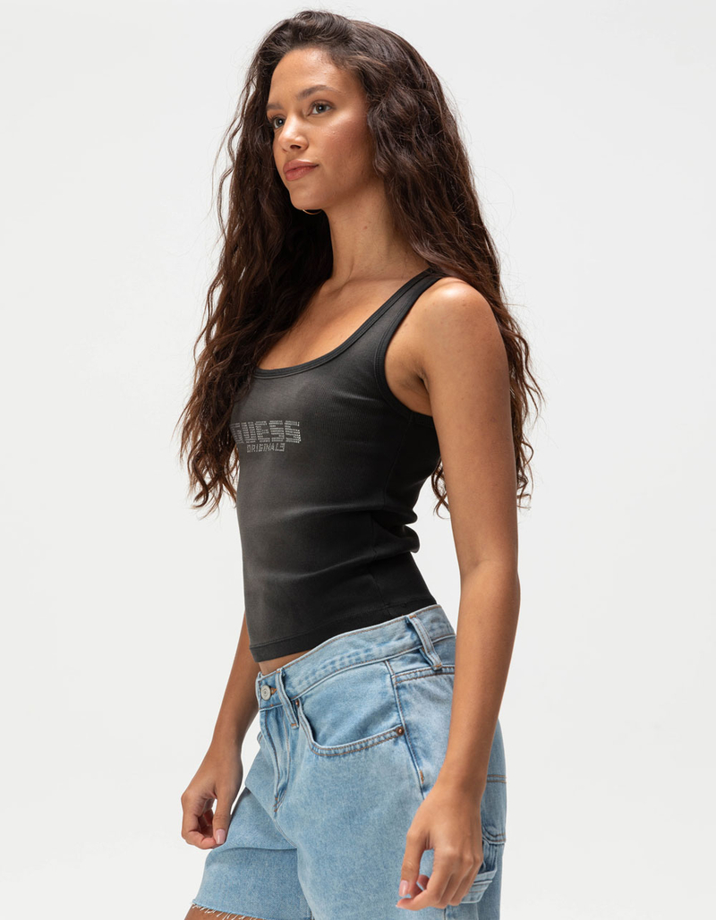 GUESS ORIGINALS Washed Rhinestone Womens Tank Top image number 2